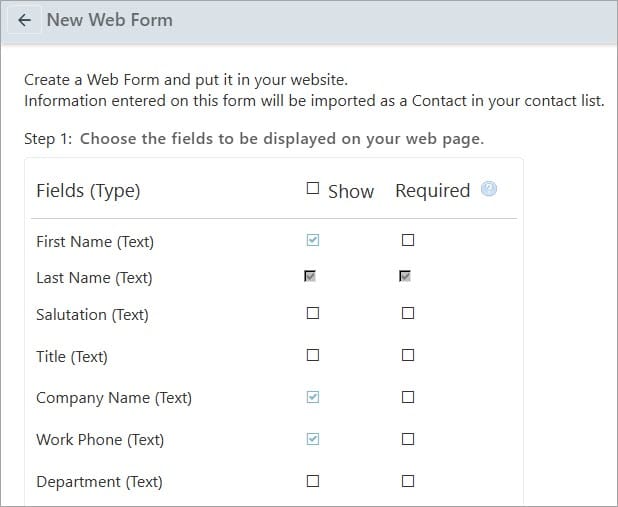 contact manager webforms